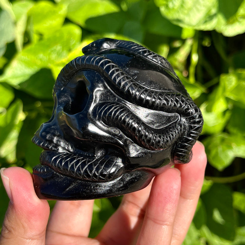 Obsidian Snake Skull