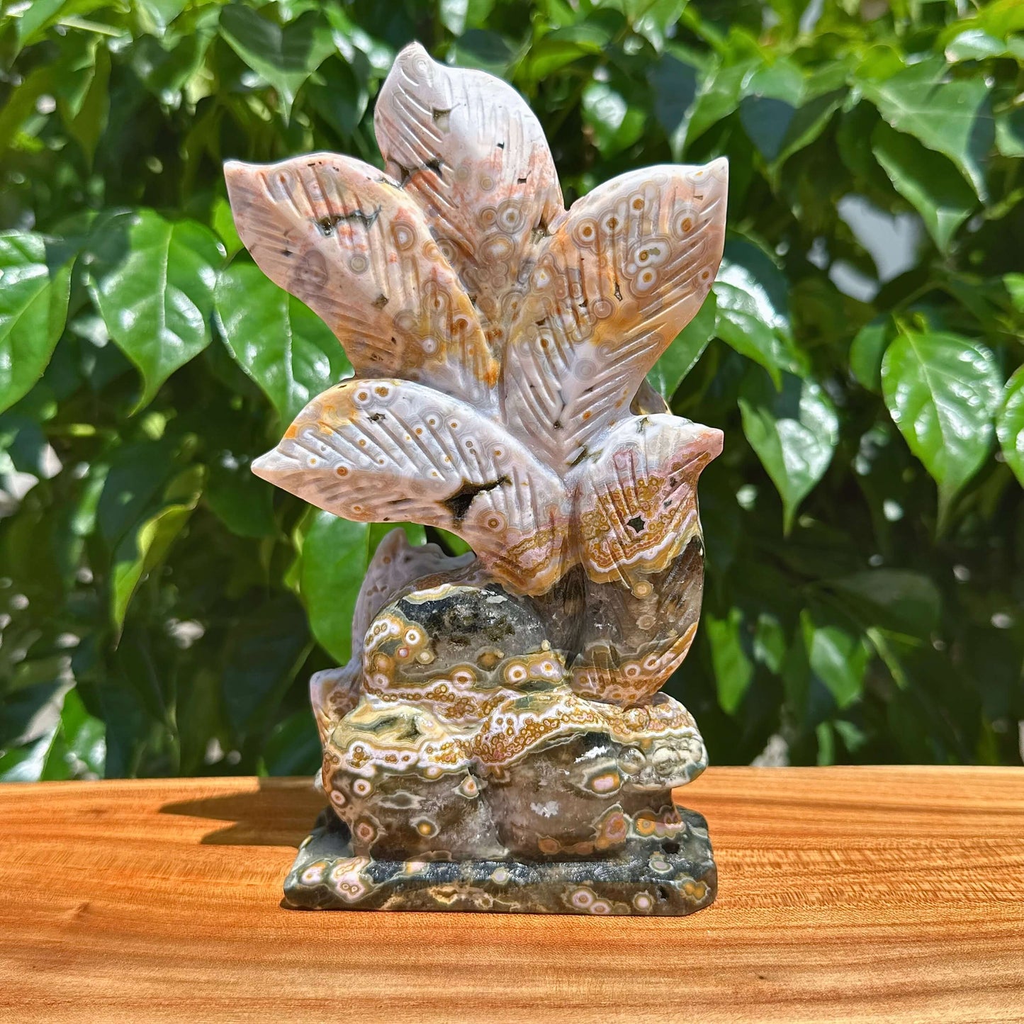 8th Vein Ocean Jasper Nine-tailed Fox Carving