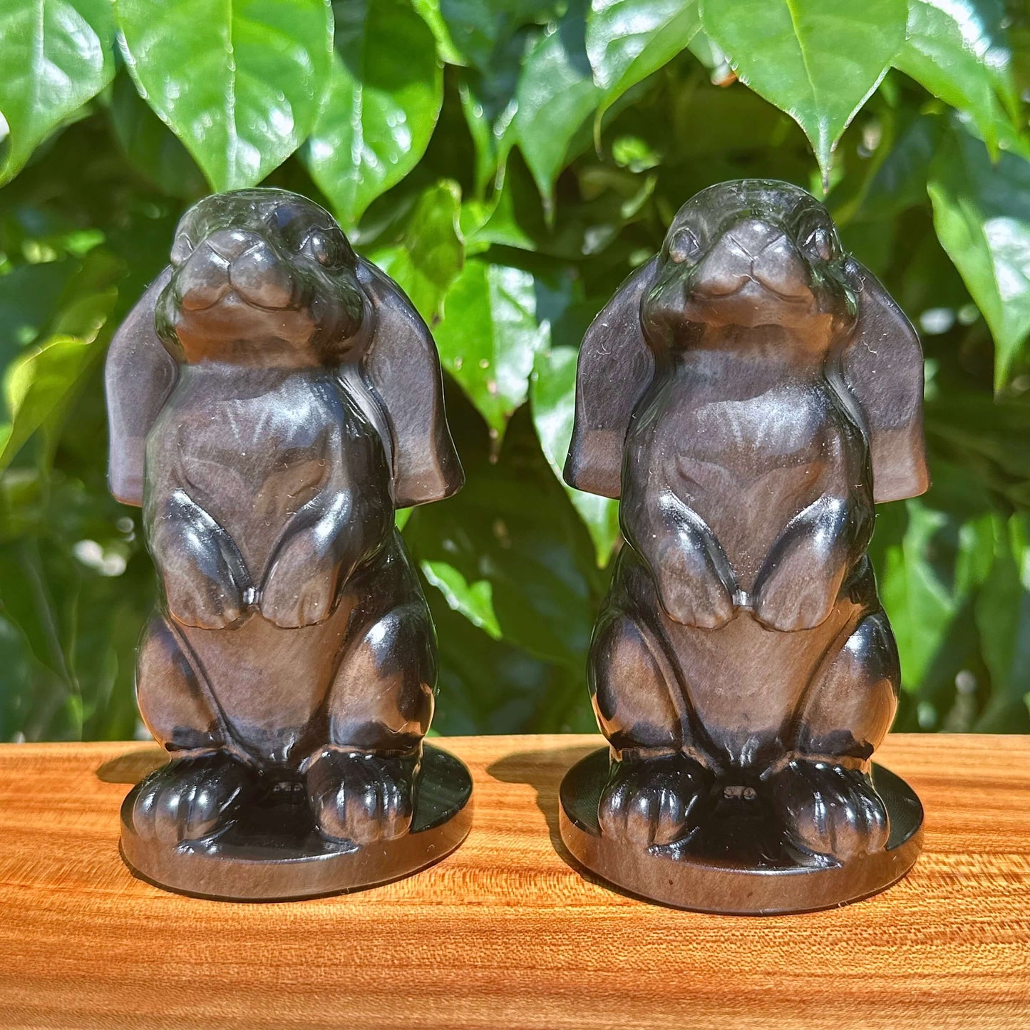 Silver Obsidian Rabbit Carving