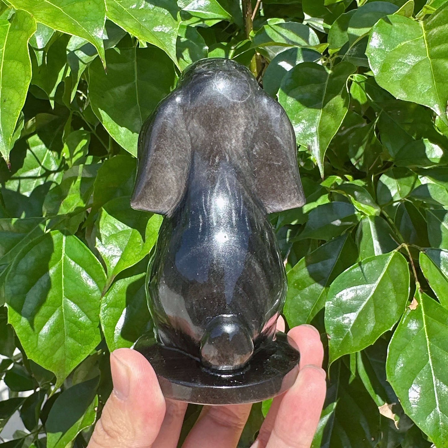 Silver Obsidian Rabbit Carving