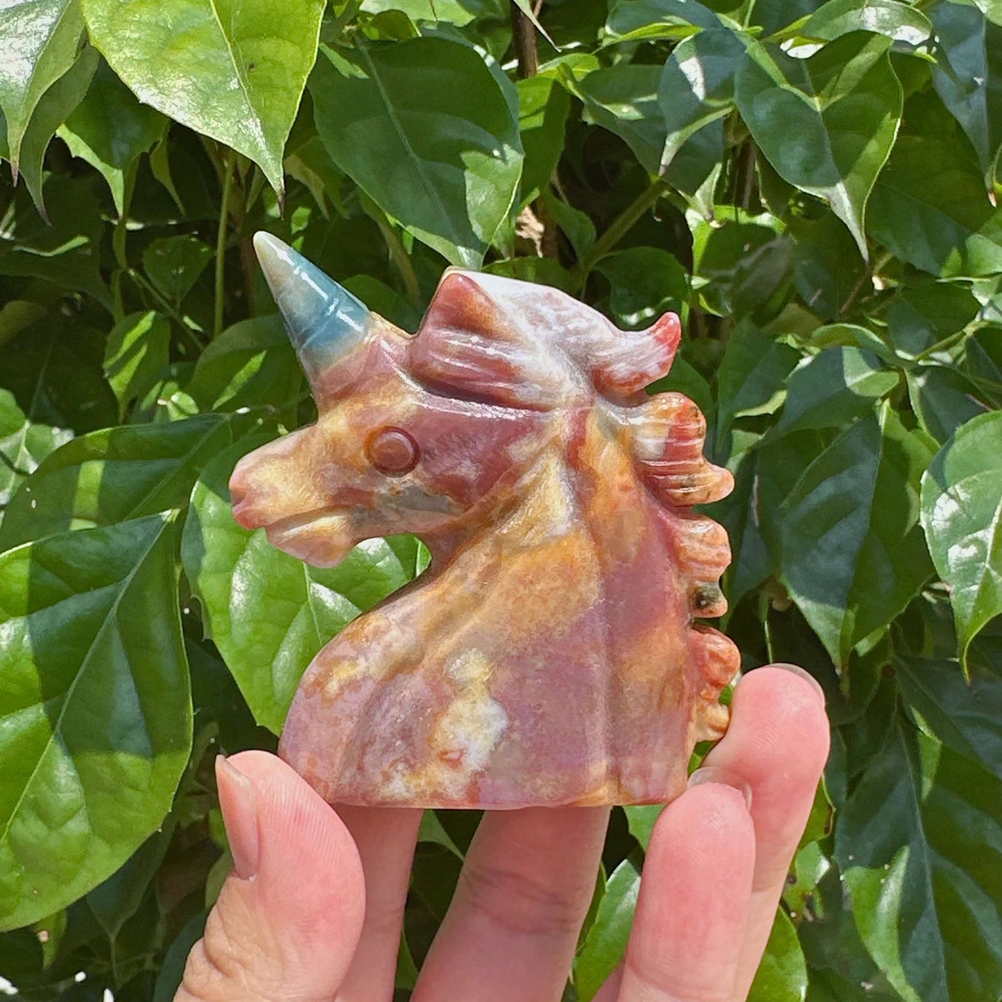 Ocean Jasper Unicorn Carving