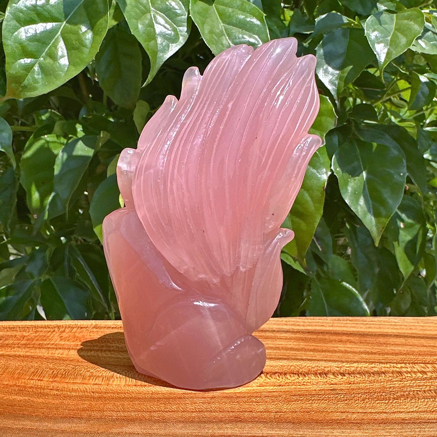 Rose Quartz Nine-tailed Fox Carving
