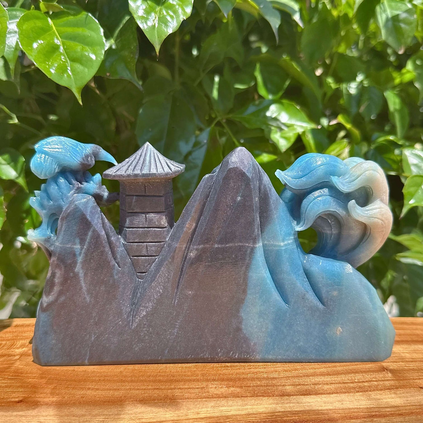 Trolleite Nine-Tailed Fox With Bird Landscape Carving