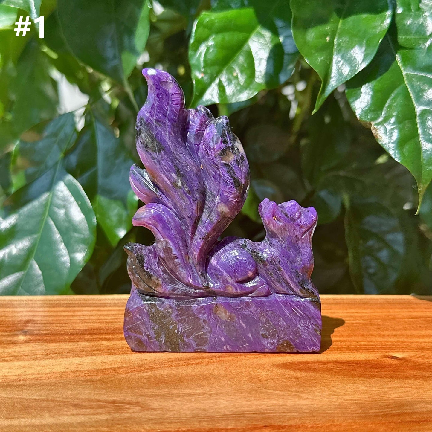 Charoite Nine-Tailed Fox Carving
