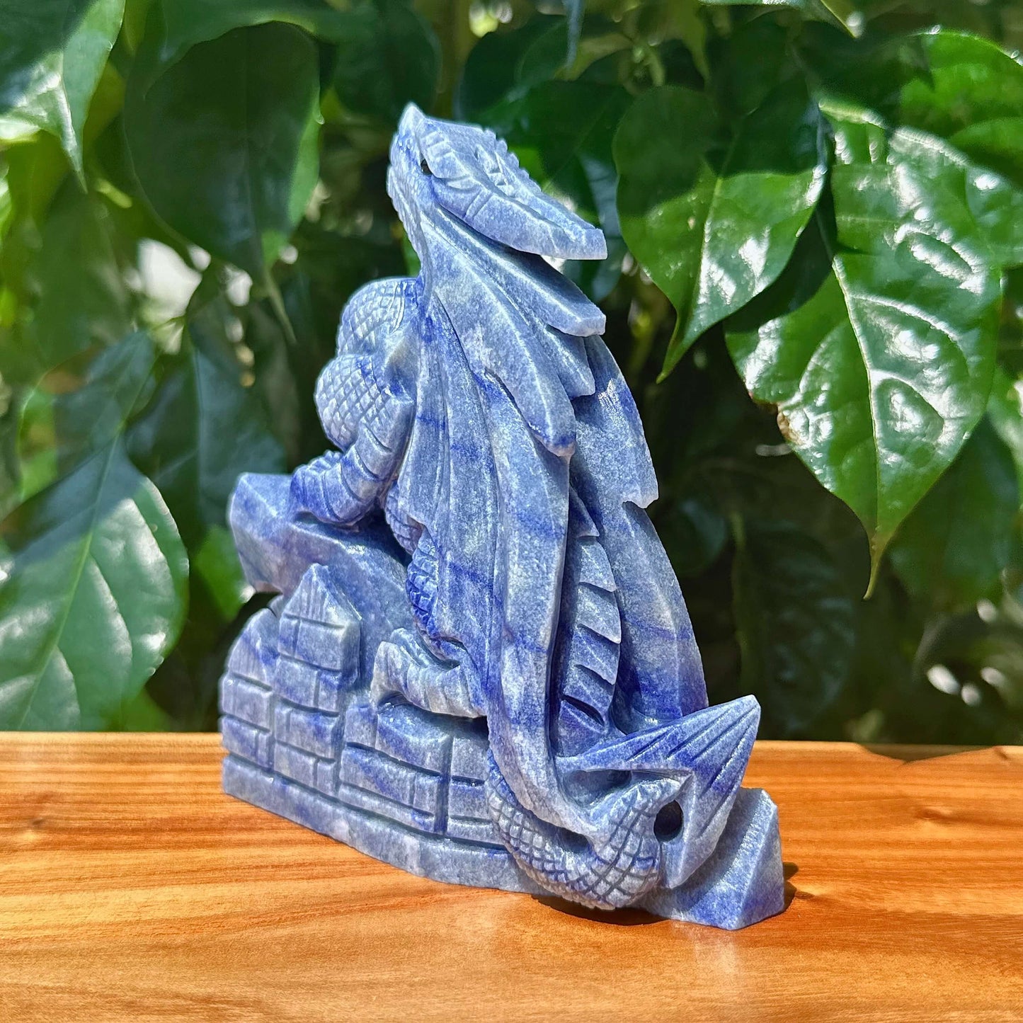 Blue Aventurine Flying Dragon Carving