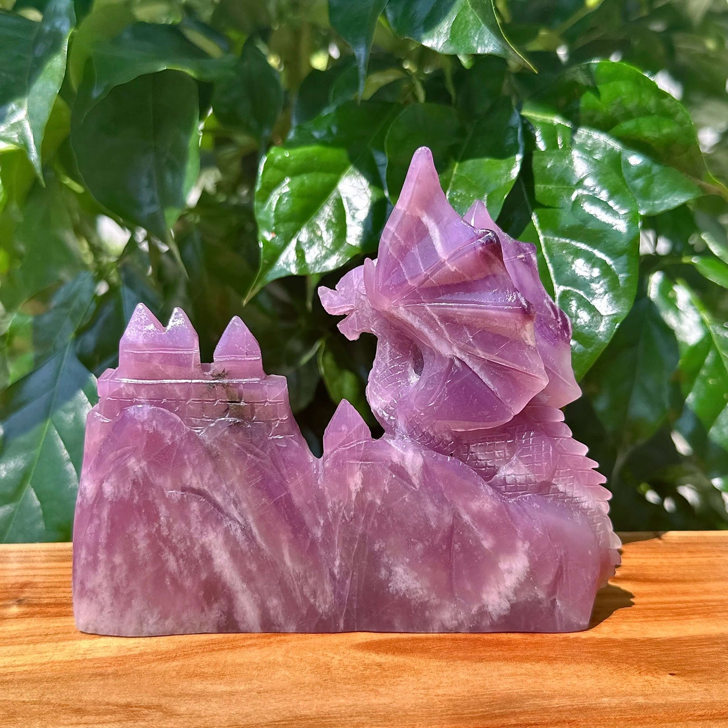 Lepidolite Flying Dragon Carving