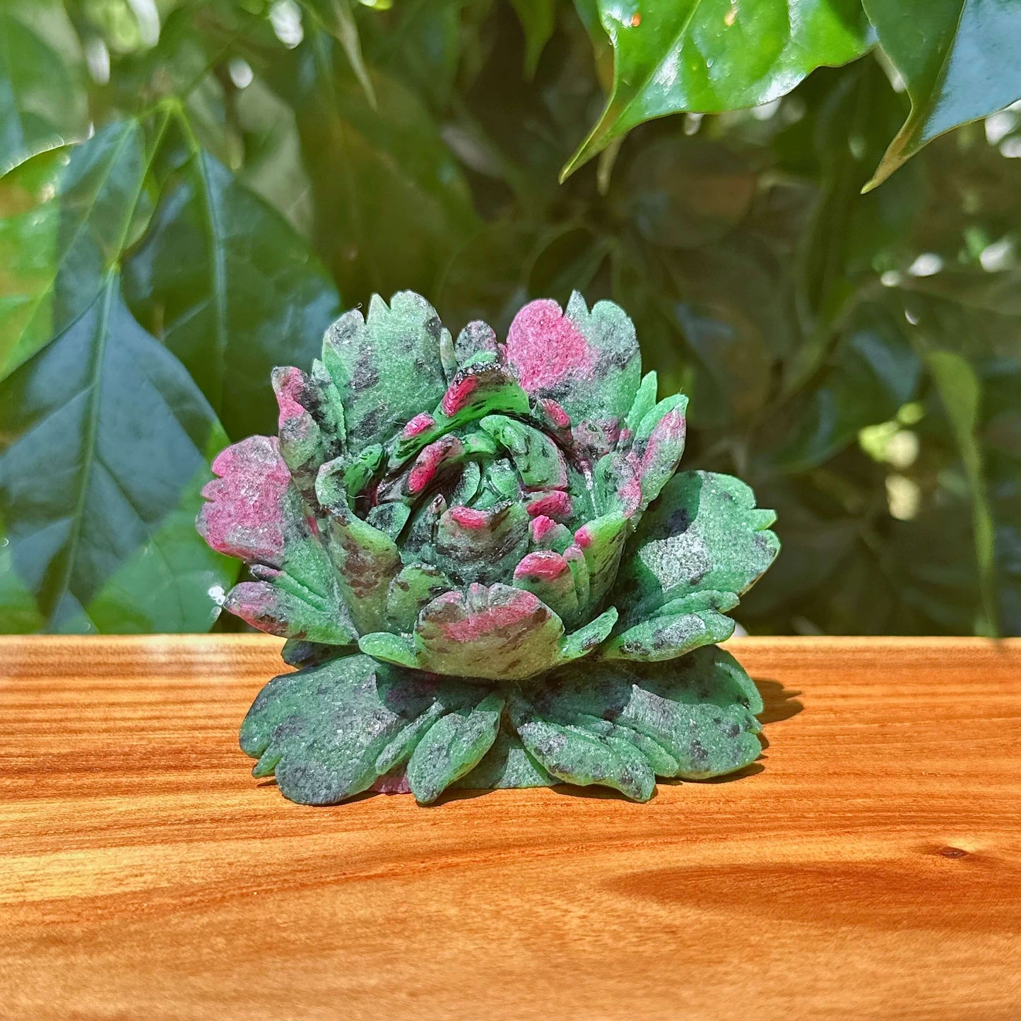 Ruby-Zoisite Peony Flower Carving