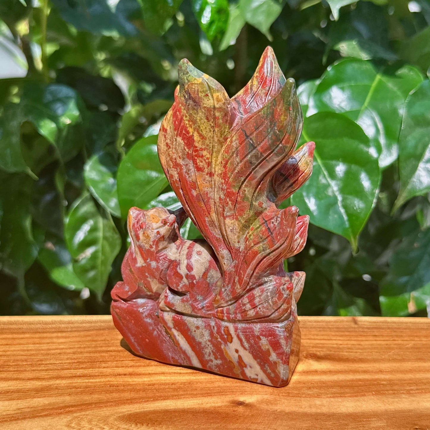 Ocean Jasper Nine-tail Fox Carving
