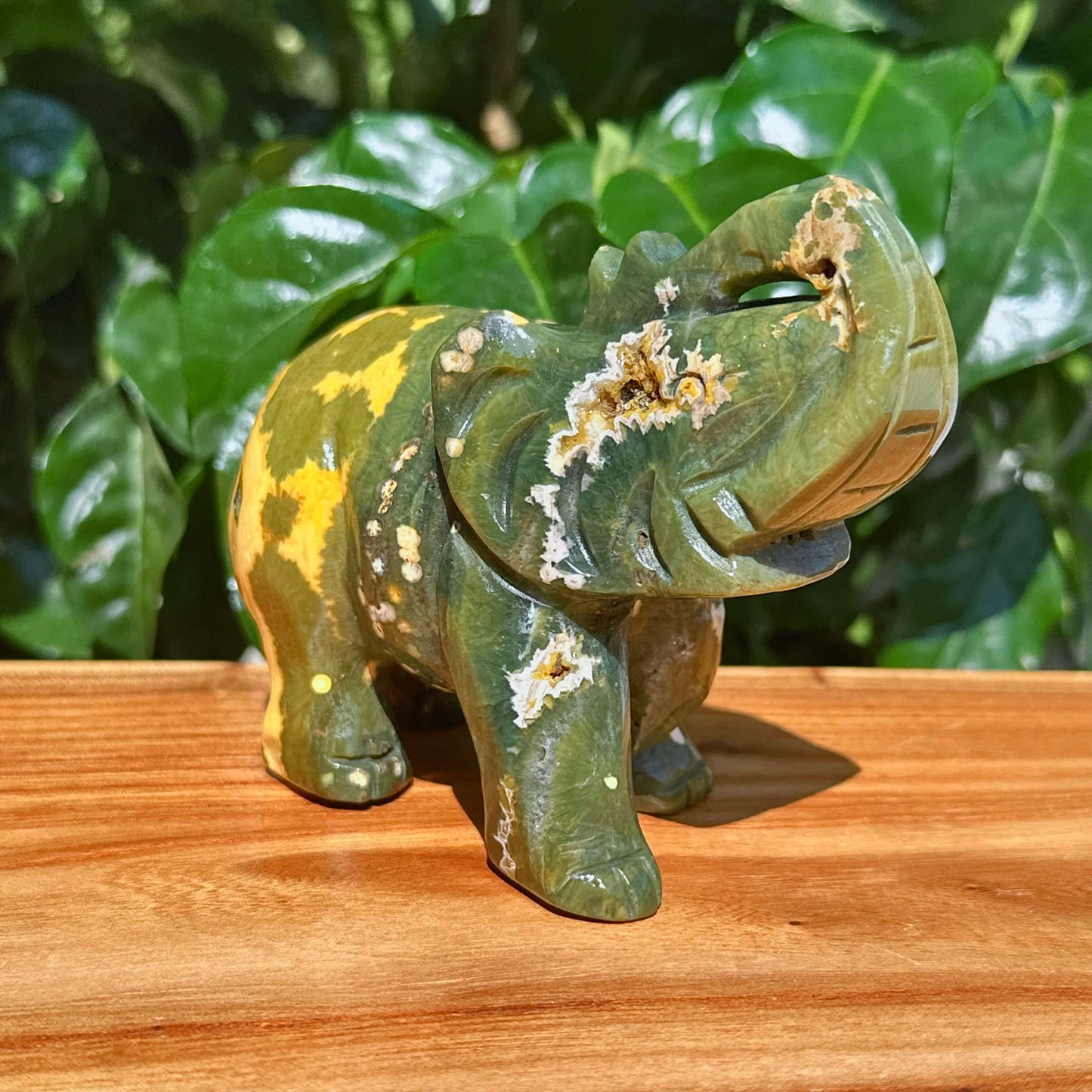 8th Vein Ocean Jasper Elephant Carving