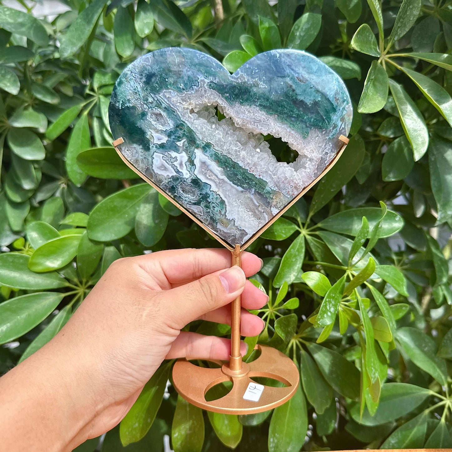 Moss Agate Heart Ornament