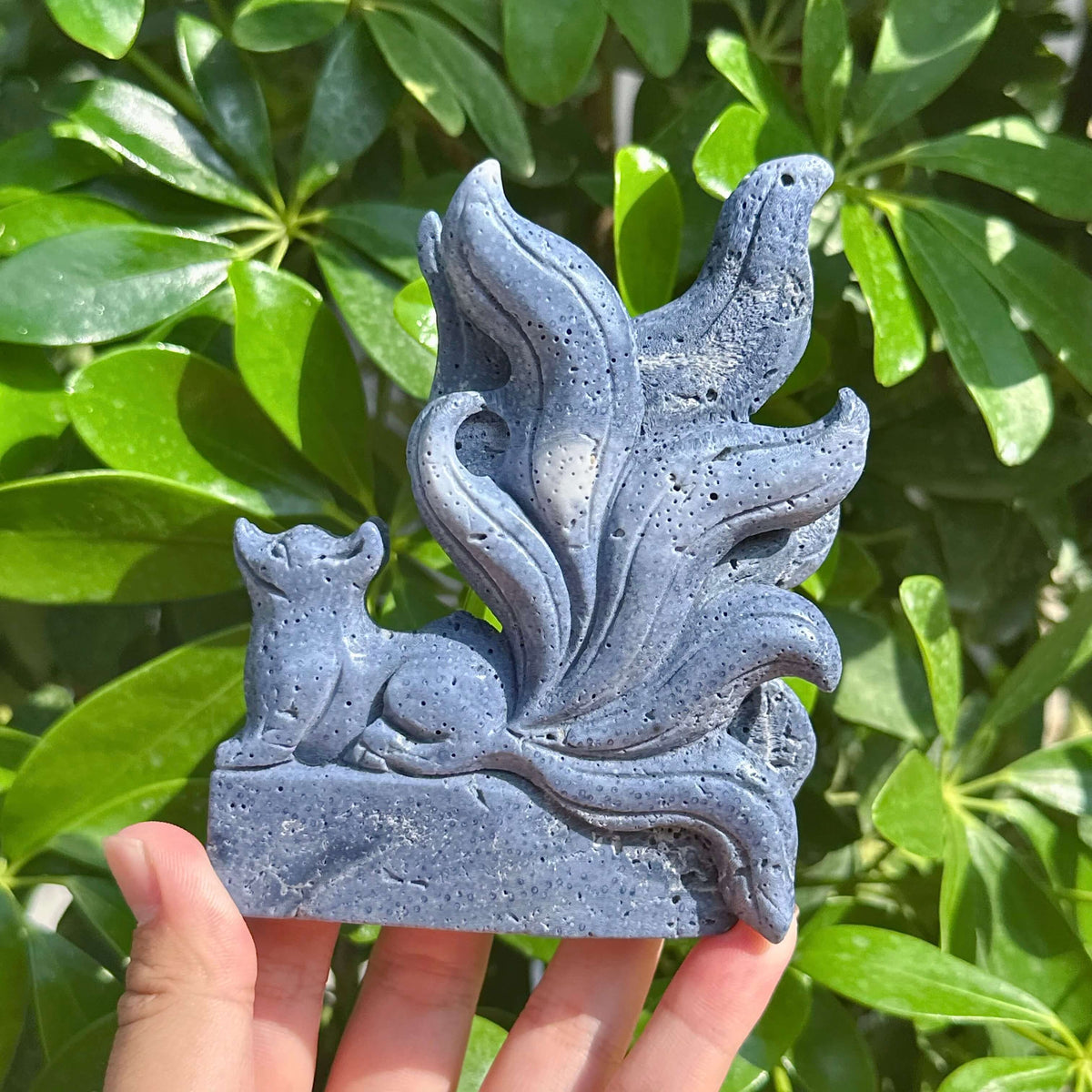 Blue Coral Nine-tail Fox Carving