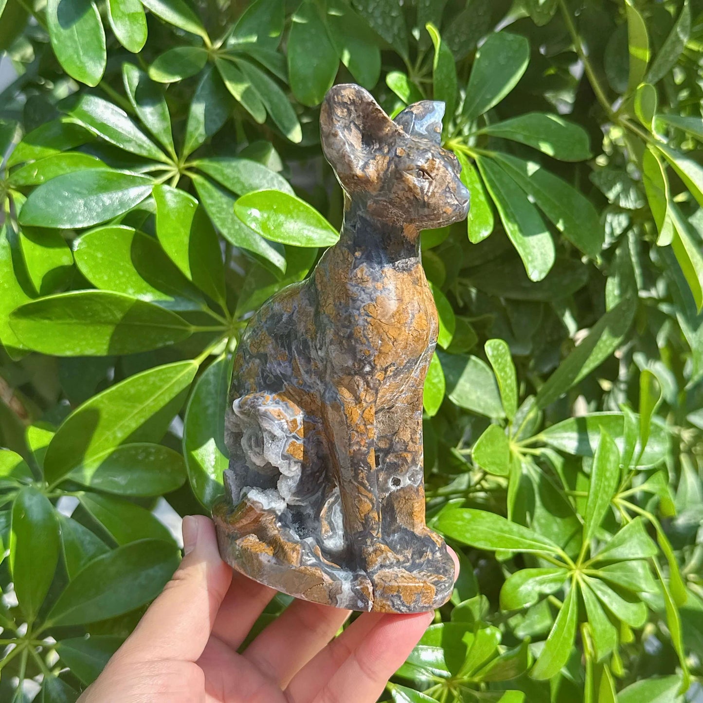 Yellow Canyon Agate Sphynx Carving