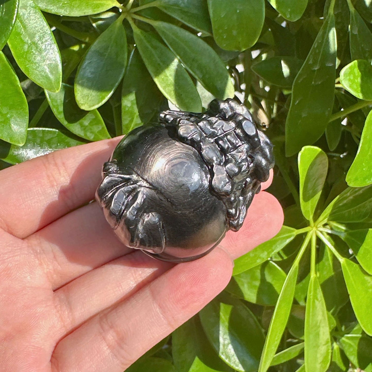 Hypersthene Dragon-Turtle Carving