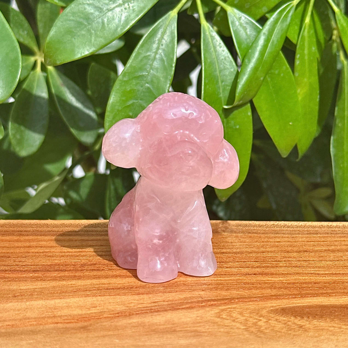 Rose Quartz Dog Carving