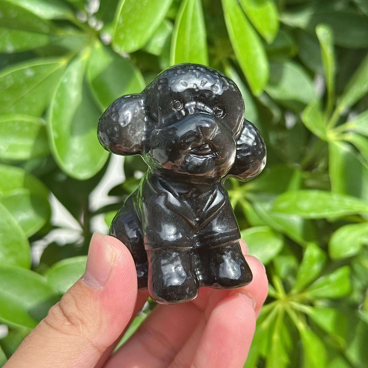 Obsidian Dog Carving