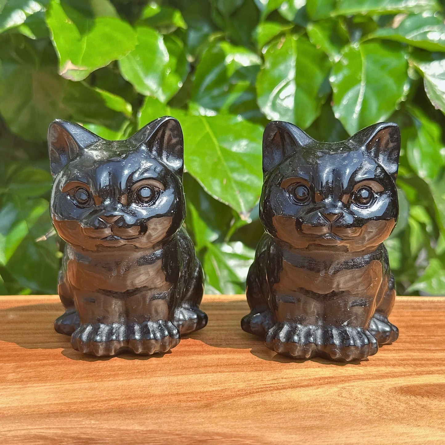 Single Black Obsidian Cat Figurine