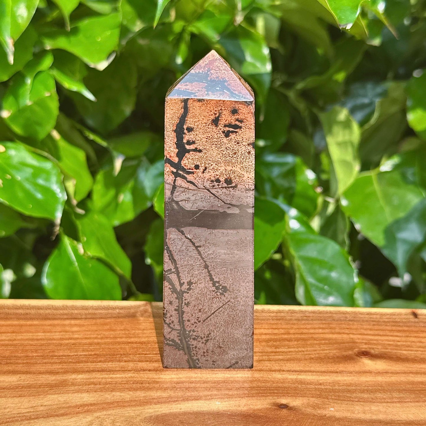 Natural Picture Jasper Square Tower featuring intricate lines and shades of brown.