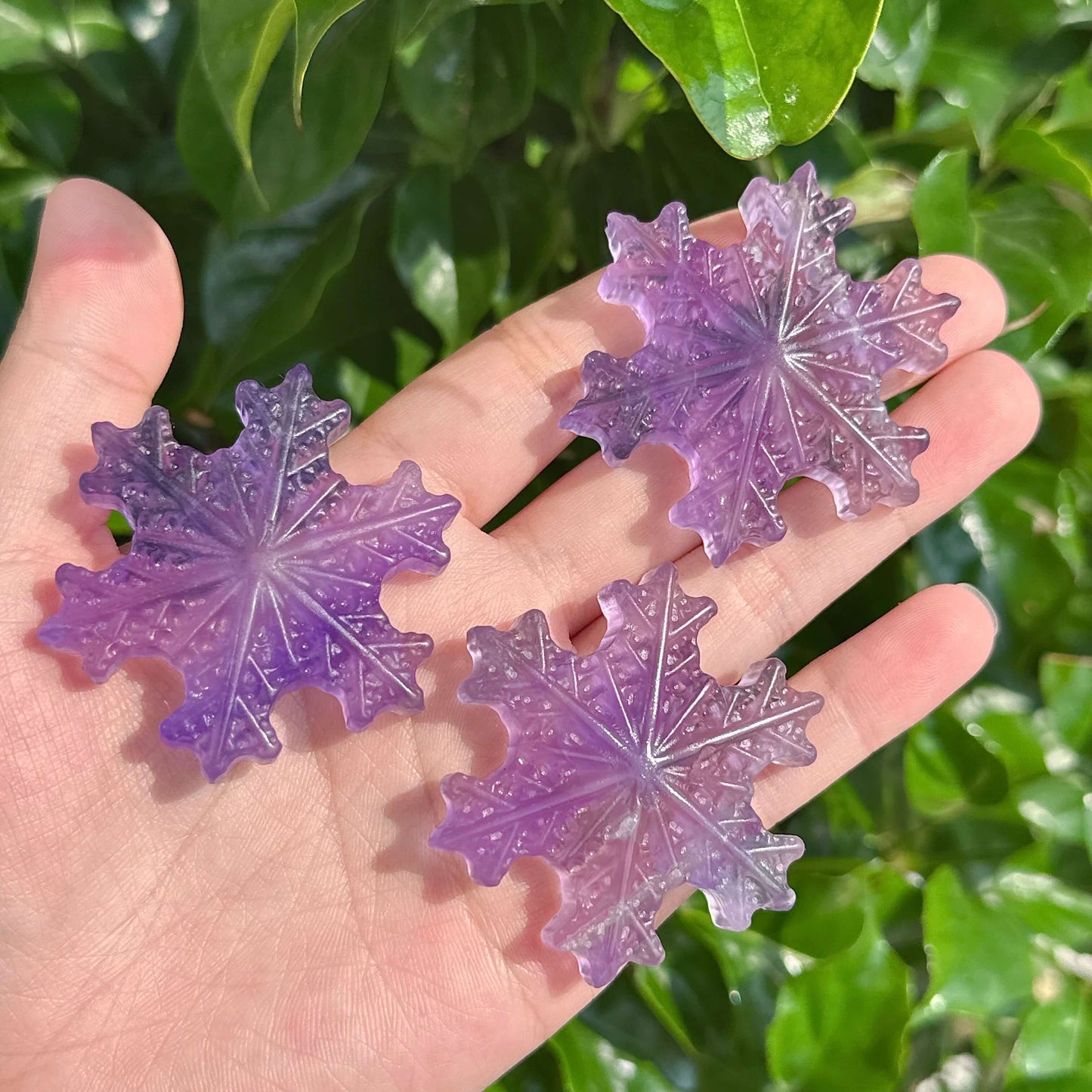 Elegant and translucent Purple Fluorite Snowflake with natural violet hues.