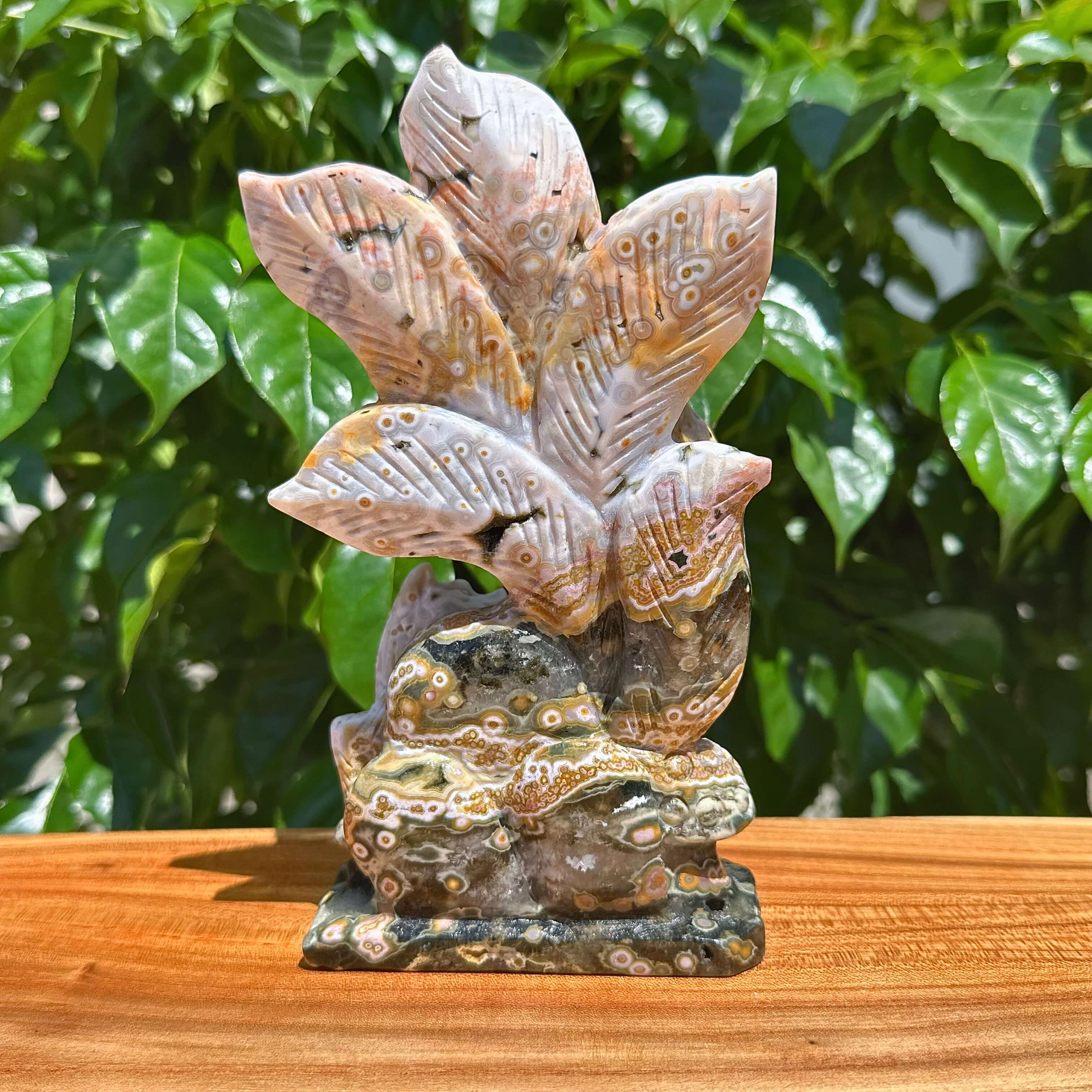 8th Vein Ocean Jasper Nine-tailed Fox Carving