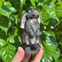 Silver Obsidian Rabbit Carving