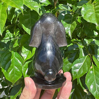 Silver Obsidian Rabbit Carving