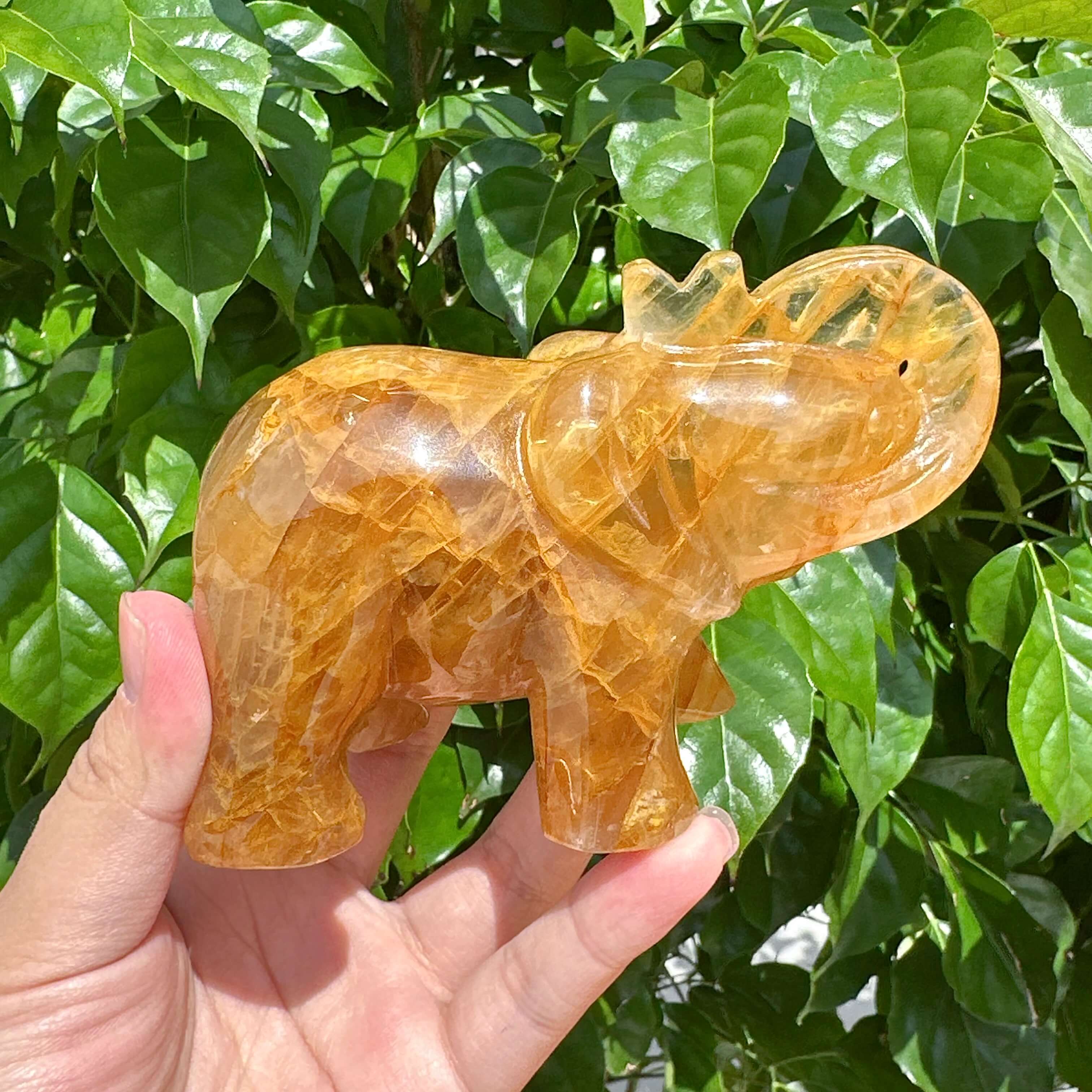 Golden Healer Elephant Carving