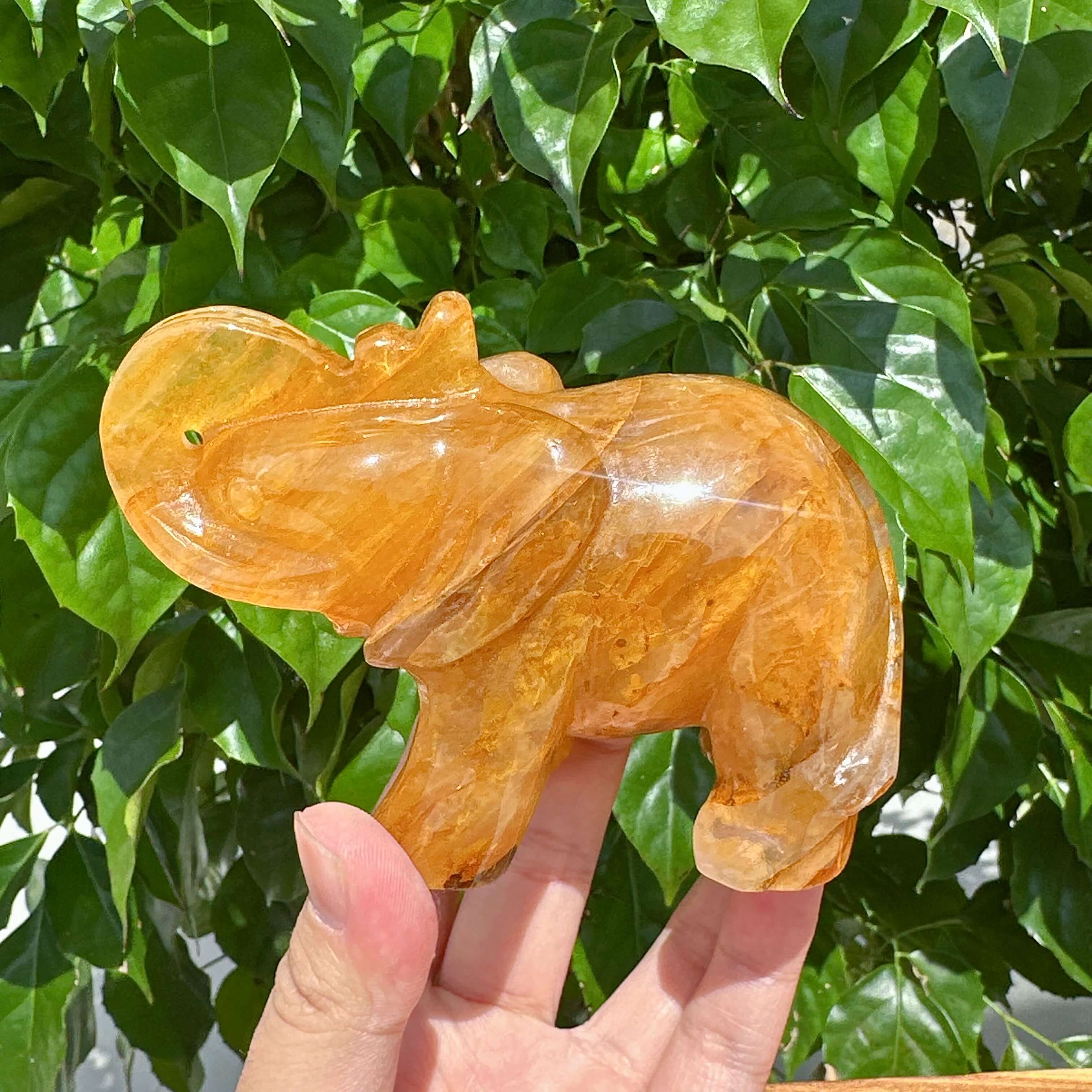 Golden Healer Elephant Carving