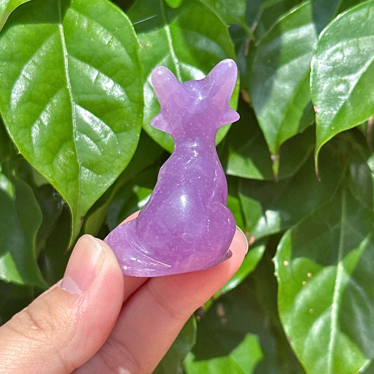 Lepidolite Fox Carving