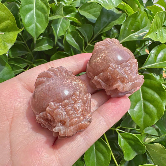 Golden Sunstone Dragon Turtle Carving