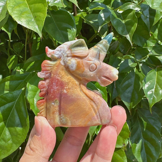 Ocean Jasper Unicorn Carving