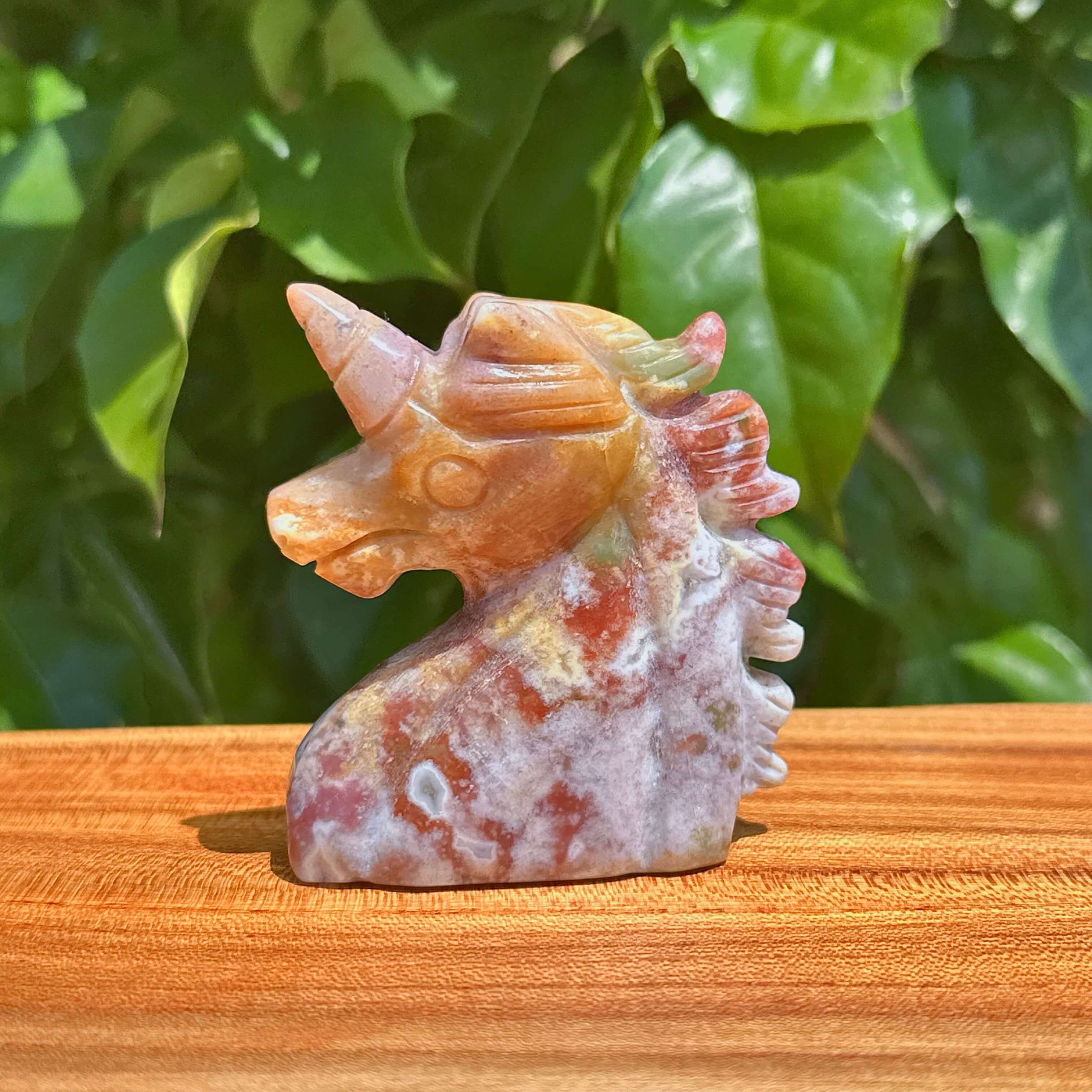 Ocean Jasper Unicorn Carving