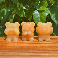 1 Set Yellow Calcite Bear Carving