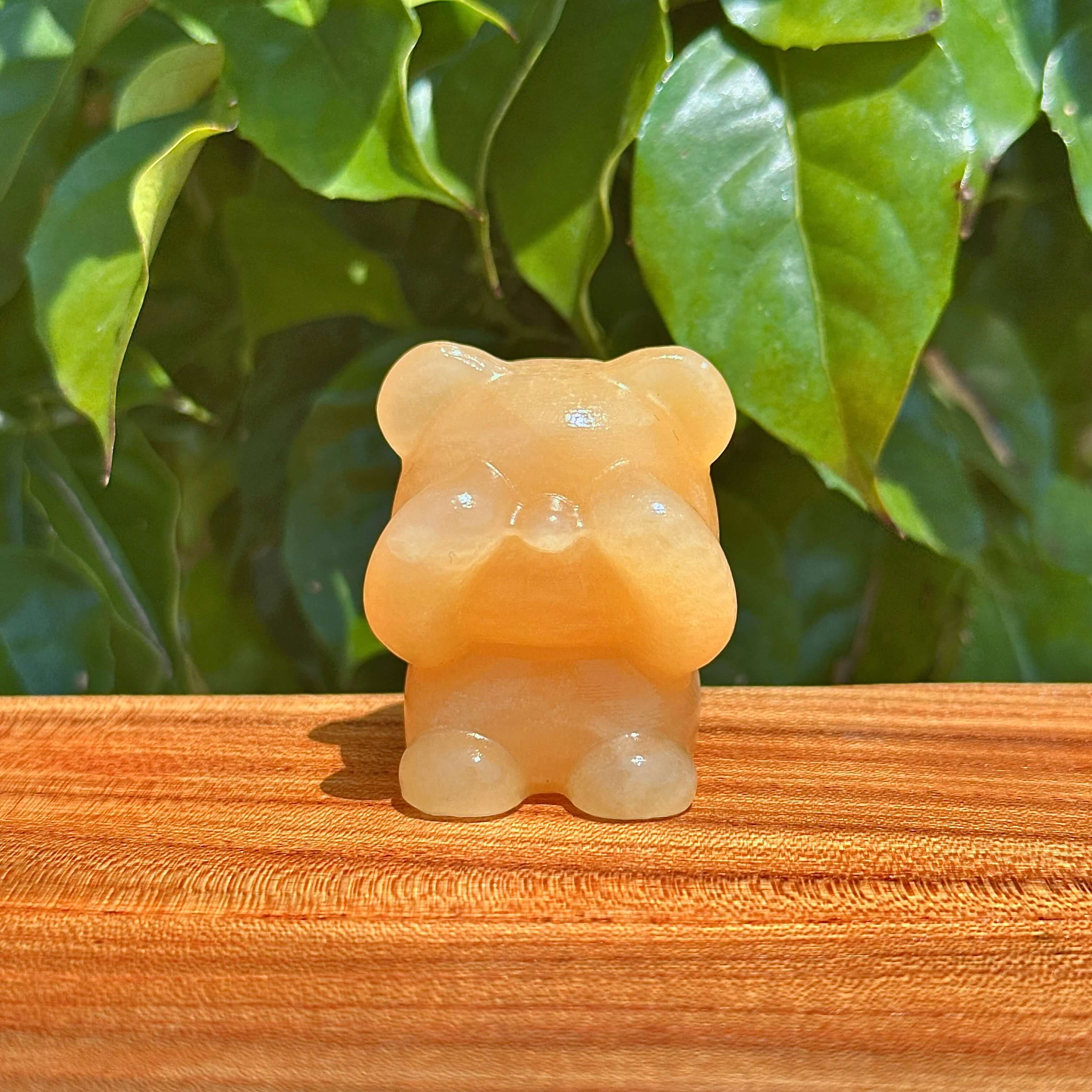 1 Set Yellow Calcite Bear Carving