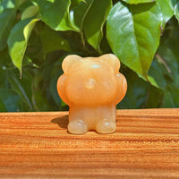 1 Set Yellow Calcite Bear Carving