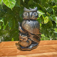 Golden Obsidian Owl Carving