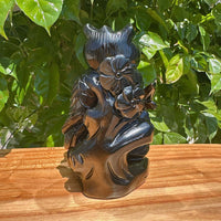 Golden Obsidian Owl Carving