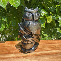 Golden Obsidian Owl Carving