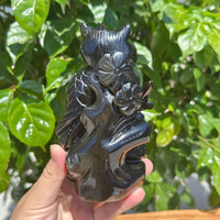 Golden Obsidian Owl Carving