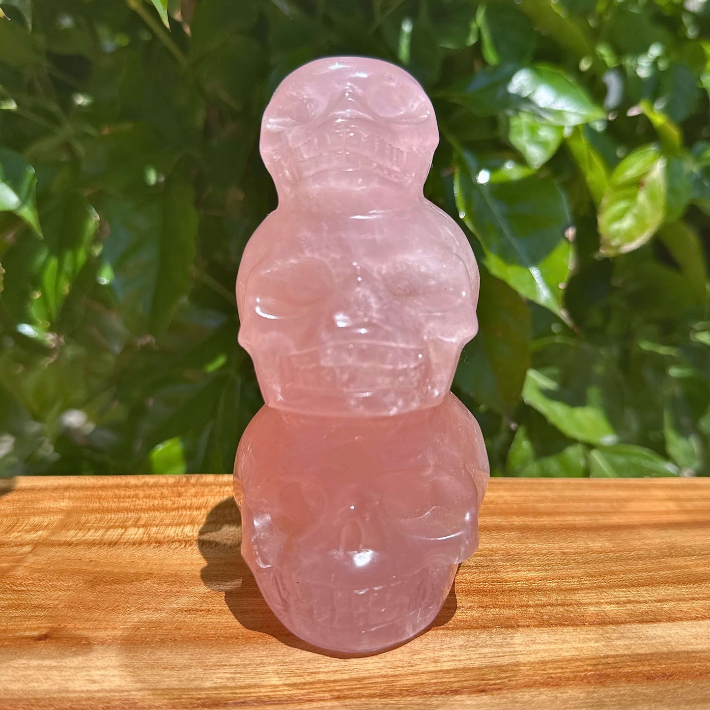 Rose Quartz Triplets Skull Carving