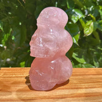 Rose Quartz Triplets Skull Carving