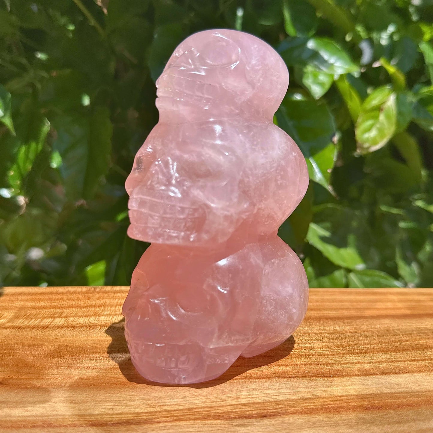 Rose Quartz Triplets Skull Carving