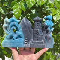Trolleite Nine-Tailed Fox With Bird Landscape Carving