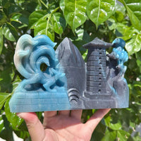 Trolleite Nine-Tailed Fox With Bird Landscape Carving