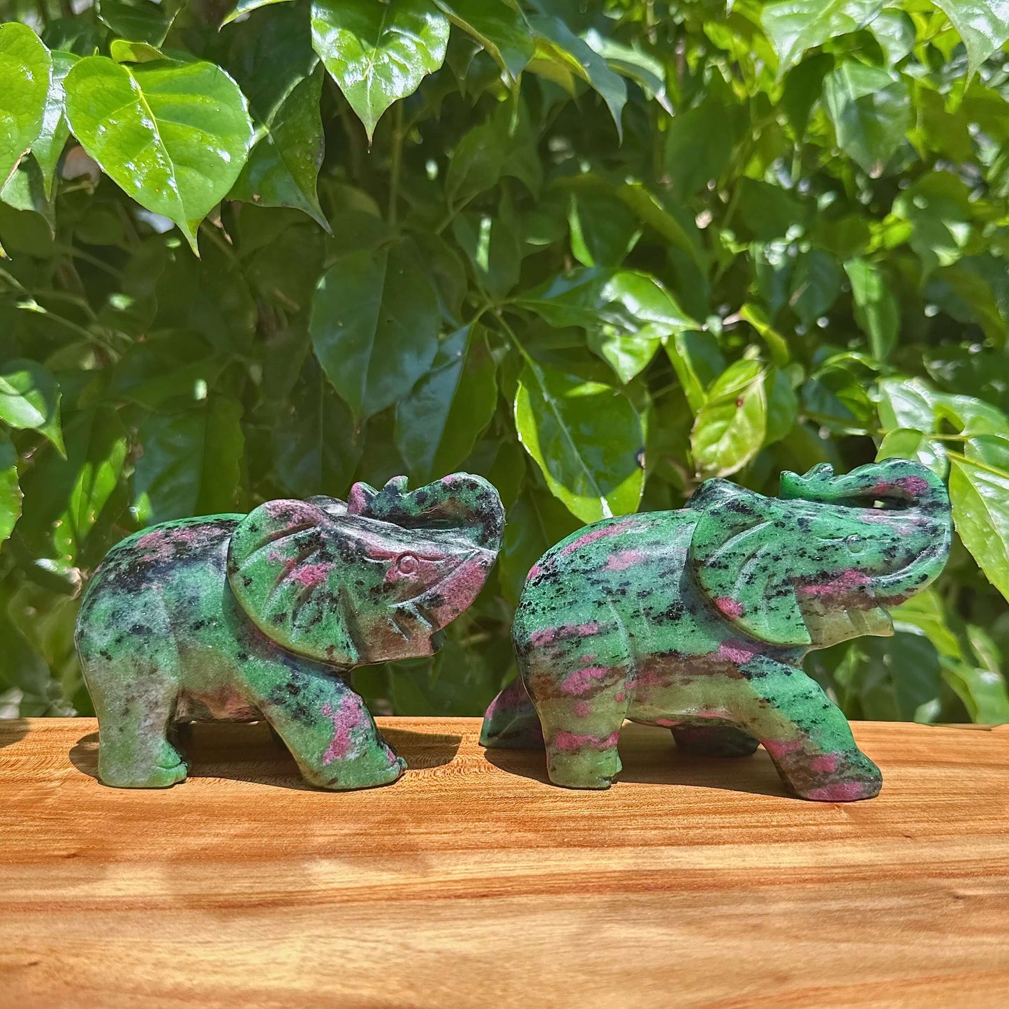 Ruby Zosite Elephant Carving