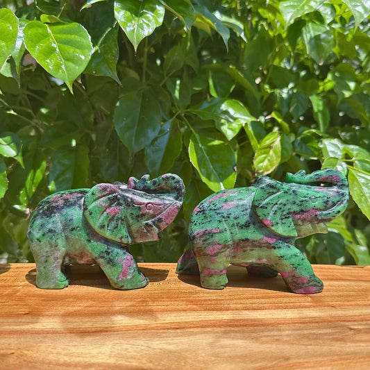 Ruby Zosite Elephant Carving