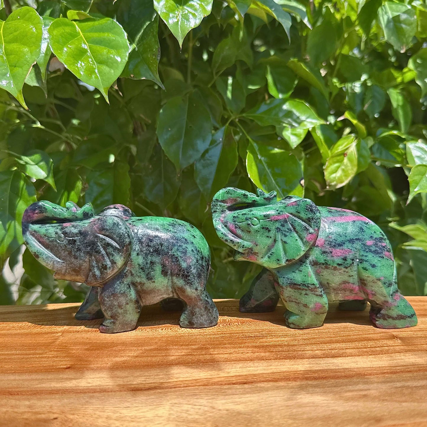 Ruby Zosite Elephant Carving