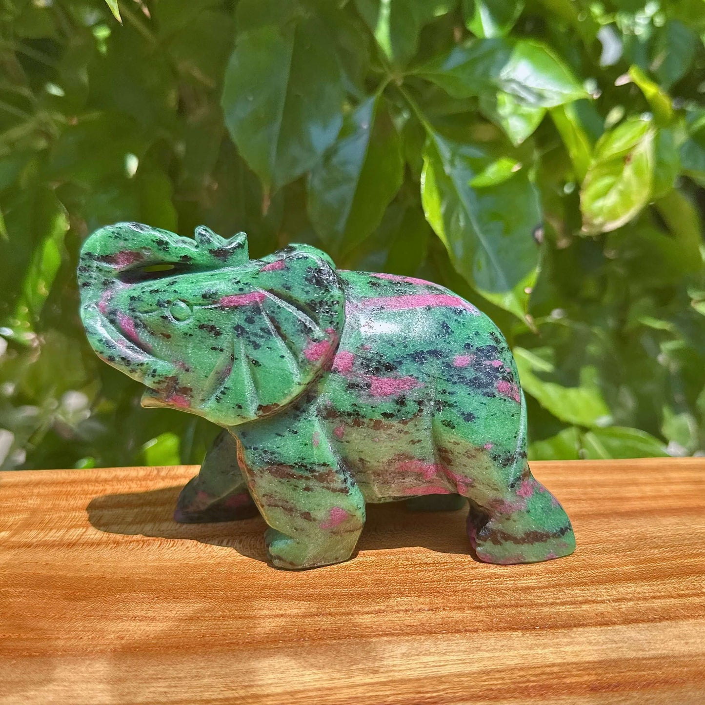 Ruby Zosite Elephant Carving