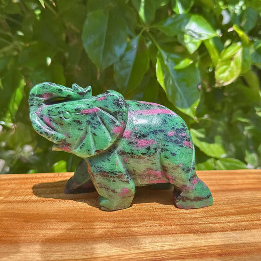 Ruby Zosite Elephant Carving