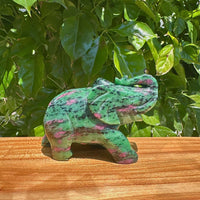Ruby Zosite Elephant Carving