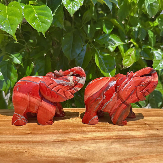 Red Jasper Elephant Carving
